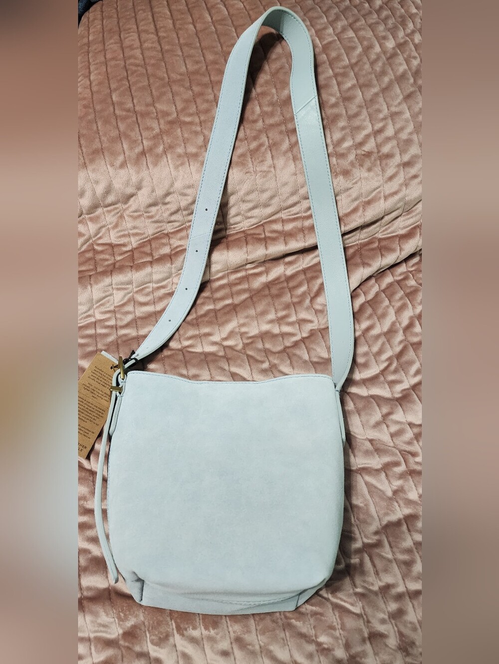 Margot New York Soft Light Blue Suede Women’s Crossbody Bag